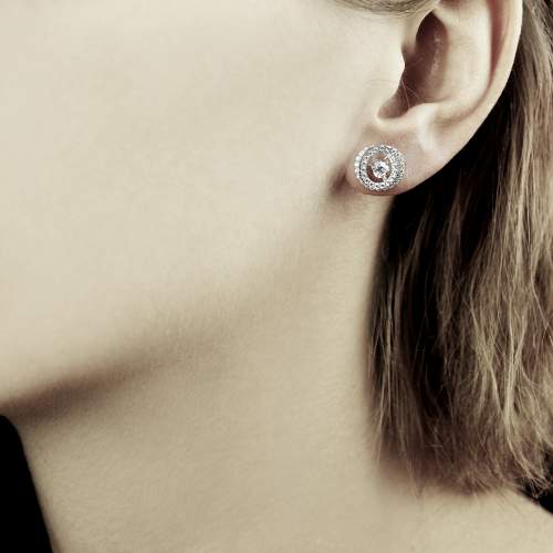 Boucles oreilles diamant pavage diamant Ellipse